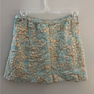 Vintage Blue and Gold Mini Skirt